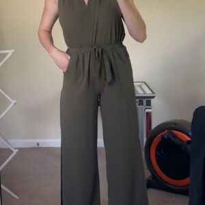 Green Jumpsuit + Belt Tie
